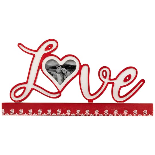 12" Valentine's Day Heart & Floral "Love" Photo Frame By Northlight in Red | 6.25" x 12" x 3" | Michaels®